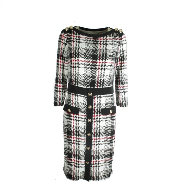 Military plaid button style dress by Frank Lyman